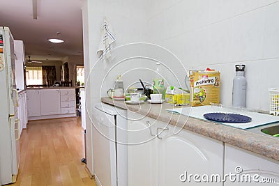 Messy corner of modern kitchen Editorial Stock Photo