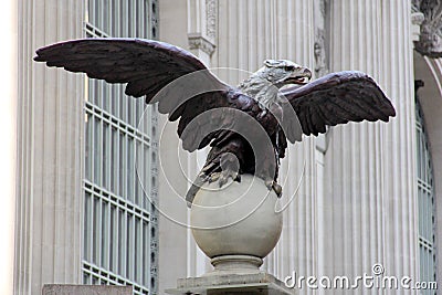 American eagle at Grand Central at the corner of Vanderbilt Avenue and East 42nd Street, iconic architectural detail, New York, NY Editorial Stock Photo