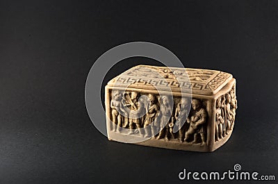 Sculpted ancient Roman marble tomb Stock Photo