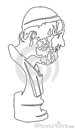 Sculpted bust of Homer, classical Greek writer. Continuous line drawing vector illustration Vector Illustration