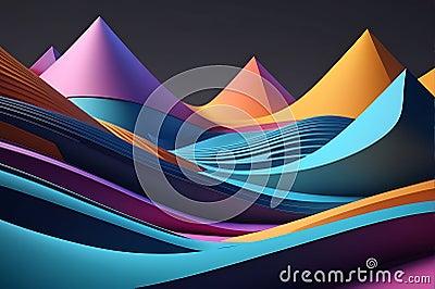 Sculpted 3D Abstract Landscape: Undulating Shapes, Interplay of Shadows and Highlights, Contrasting Colors Stock Photo