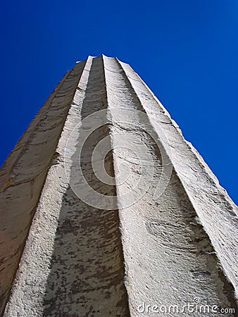 Sculpted Greek column looking skyward.tif Stock Photo