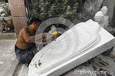 Sculptor in Myanmar Editorial Stock Photo