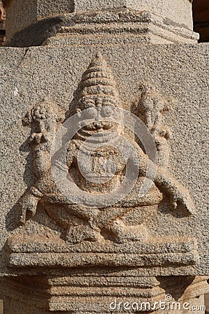 Sculptural Bas-relief, Shree Vijaya Vitthala or Vittala Temple. Hampi, near Hospete, Karnataka, India Stock Photo