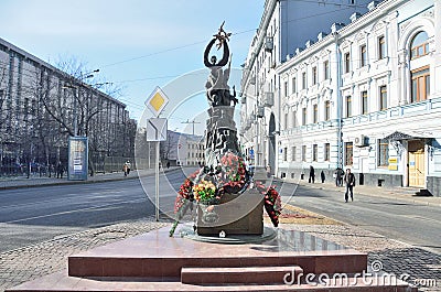 Sculptural composition dedicated to the victims of the terrorist attack in Beslan. Moscow Editorial Stock Photo