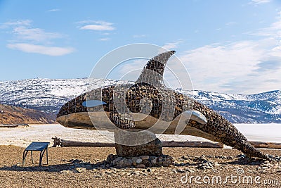 Sculptural composition Killer whale, Magadan, Magadan Region, Russia Editorial Stock Photo