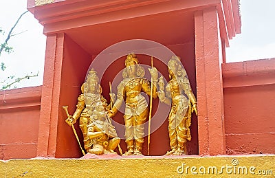 The sculptural ensemple of Hindu deities Stock Photo