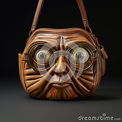 Sculptural Expression Bag With Old Faced Head And Glasses Stock Photo