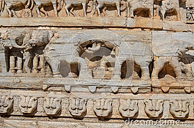 Sculptural relief with the image of living beings Stock Photo