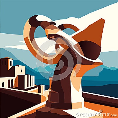 Sculpture of the ancient city of Pompeii, Italy generative AI Vector Illustration