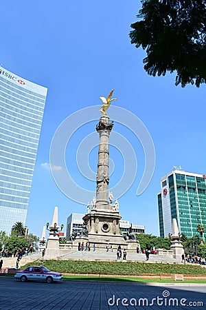 Sculpture of Angel de la Independencia, in Mexico City Editorial Stock Photo