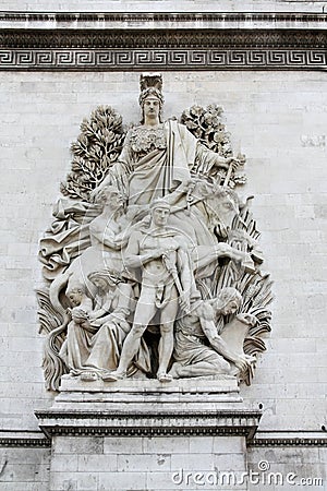 Sculpture on the Arch of Triumph, Paris - La Paix de 1815 Stock Photo