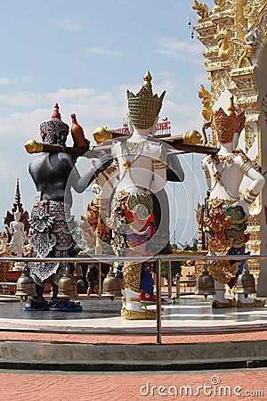 Sculpture, architecture and symbols of Buddhism, Thailand Editorial Stock Photo
