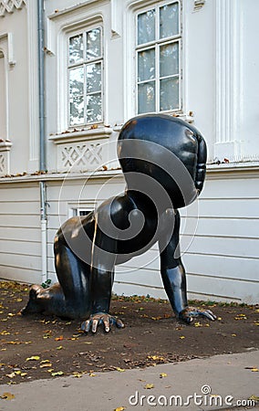 Sculpture Babies by David Cerny in the Kampa park in Prague Editorial Stock Photo
