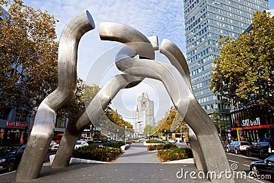 Sculpture Berlin on Tauentzienstrasse in morning Editorial Stock Photo