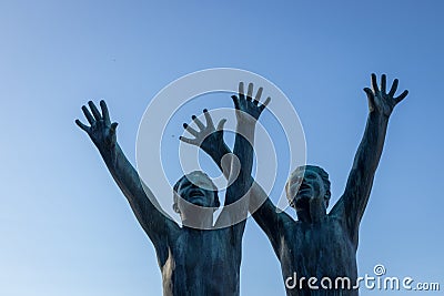 Sculpture of Boys Reaching for Sky in Vigeland Park in Oslo Editorial Stock Photo