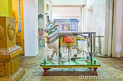 The sculpture of the bull in Hindu Temple Editorial Stock Photo