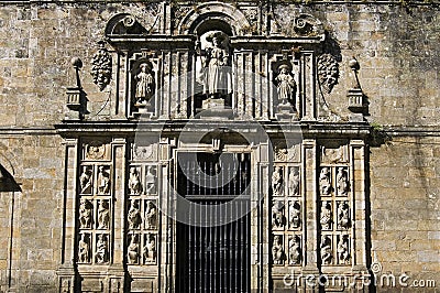 Sculpture on cathedral of Santiago de Compostela Stock Photo