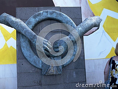 Sculpture in the centre of Funchal on the Island of Madiera Editorial Stock Photo