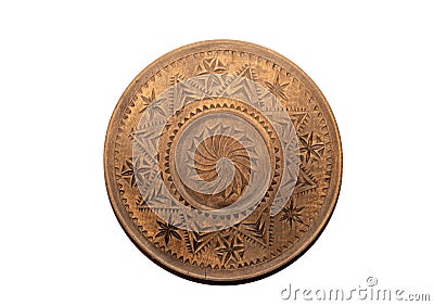 Sculpture on a circular pattern from the last century. Stock Photo