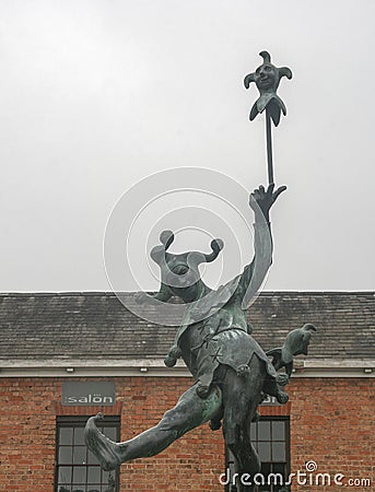 The sculpture of clowns in Shakespeare`s plays in stratford Editorial Stock Photo