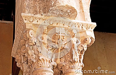 The sculpture on column's capital Stock Photo