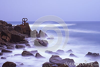 Sculpture of the Comb of the Wind Peine del Viento ,coast of the city of San Sebastian Stock Photo