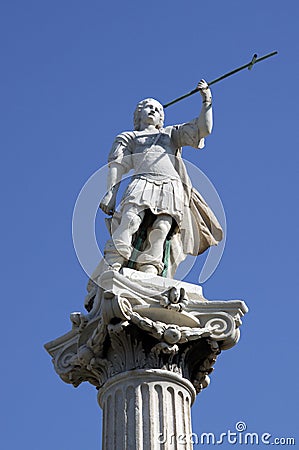 Sculpture on Constitution square, one of the main squares of Cadiz. This square is home to the famous Earthen gate and the earth T Stock Photo