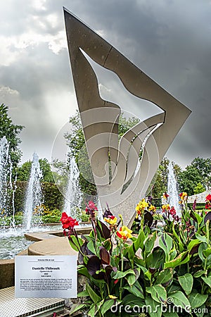 Sculpture by Danielle Thibeault name HYMN TO LIFE in Laval sur le Lac in Laval Editorial Stock Photo