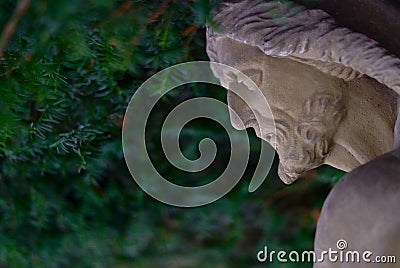 Sculpture with darkgreen background Stock Photo
