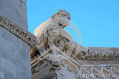 The sculpture, decoration on the St Mark s Cathedral in Korcula, Croatia Stock Photo