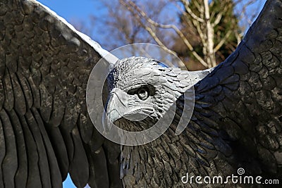 Sculpture of an eagle made of metal close-up Editorial Stock Photo