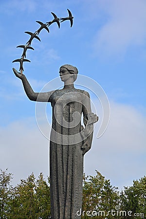 Sculpture First Swallows Editorial Stock Photo