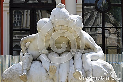 Sculpture-fountain children and the frog in Odessa Stock Photo