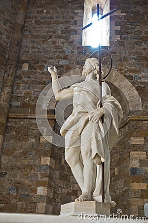 Sculpture in front of altair at Volterra cathedral, Tuscany Stock Photo