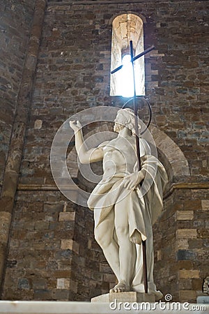 Sculpture in front of altair at Volterra cathedral, Tuscany Stock Photo