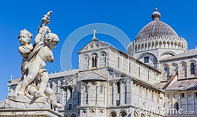 Sculpture in front of the historic cathedral in Pisa Stock Photo