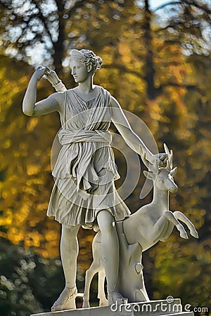 Sculpture of the goddess of hunting Stock Photo