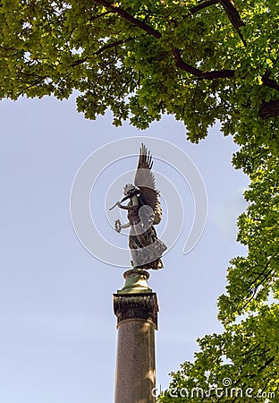 Sculpture of the goddess Nika in St. Petersburg Stock Photo