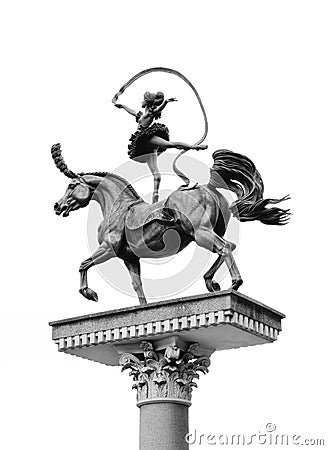 Sculpture `Gymnast on a horse` in Minsk, Belarus Editorial Stock Photo