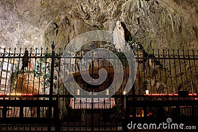 Holy Maria in a grotto in Bendern in Liechtenstein 28.2.2021 Stock Photo