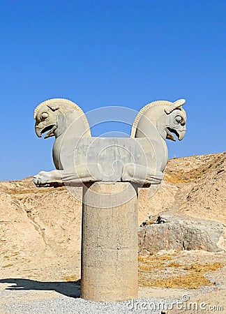 Sculpture of a Huma Bird in Persepolis, Iran Stock Photo