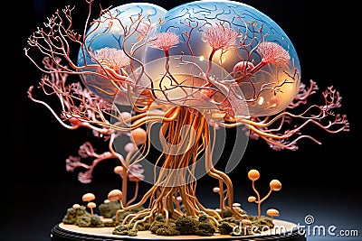 A sculpture of a jellyfish with corals and corals on it Stock Photo