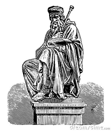 Sculpture of John Wycliffe, vintage illustration Vector Illustration