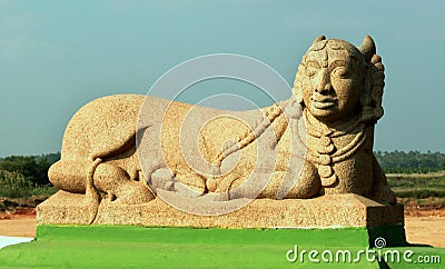 The sculpture of kamadenu situated in the The Grand Kallanai. Stock Photo