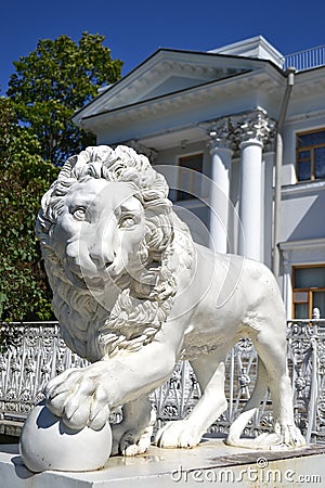 Sculpture of the lion at the Yelagin palace Stock Photo