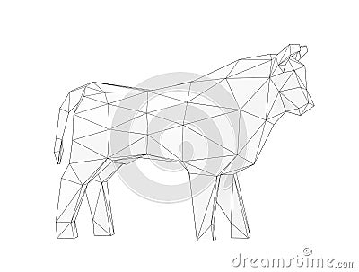 Sculpture of a low poly Bull, low polygon animal Stock Photo