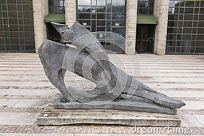 Sculpture by Marino Marini in front of the Neue Pinakothek in Munich Editorial Stock Photo