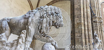 Sculpture of Medici lions in Florence,Tuscany Stock Photo