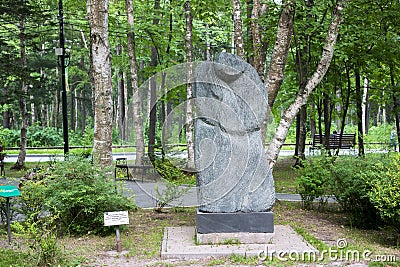Sculpture `Muse`. City Park of Culture and Leisure. Yu.A. Gagarin. Yuzhno-Sakhalinsk Editorial Stock Photo
